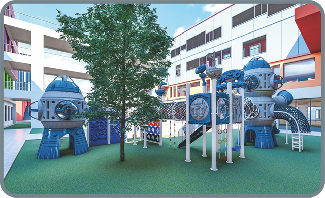 Diapositiva pl&aacute;stica del patio al aire libre de los ni&ntilde;os de la categor&iacute;a alimenticia de los ni&ntilde;os
